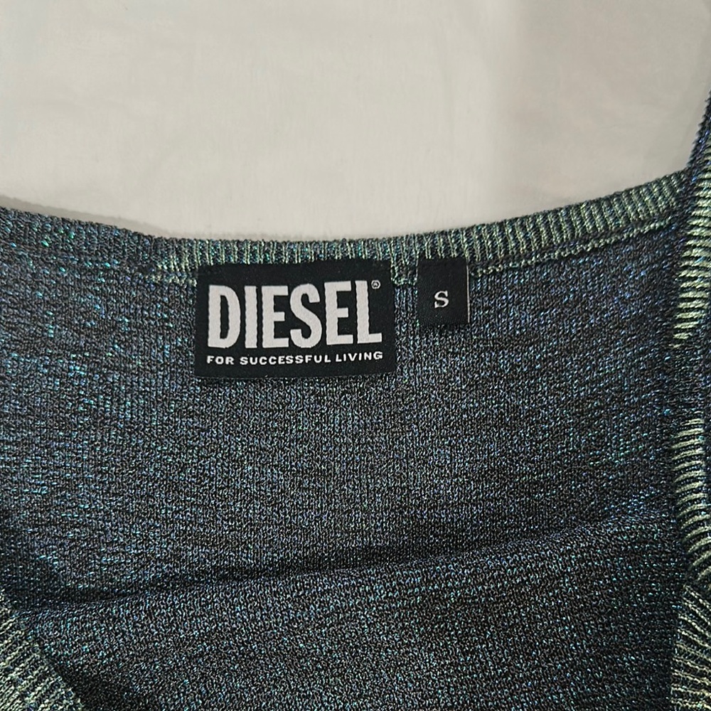 Green Shimmer Dress With Leaf Pattern - image 5